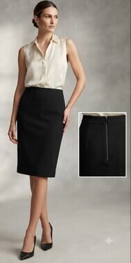 Bloomingdale’s Sutton Studio Black Wool Ponte Pencil Skirt Women’s Small NWT